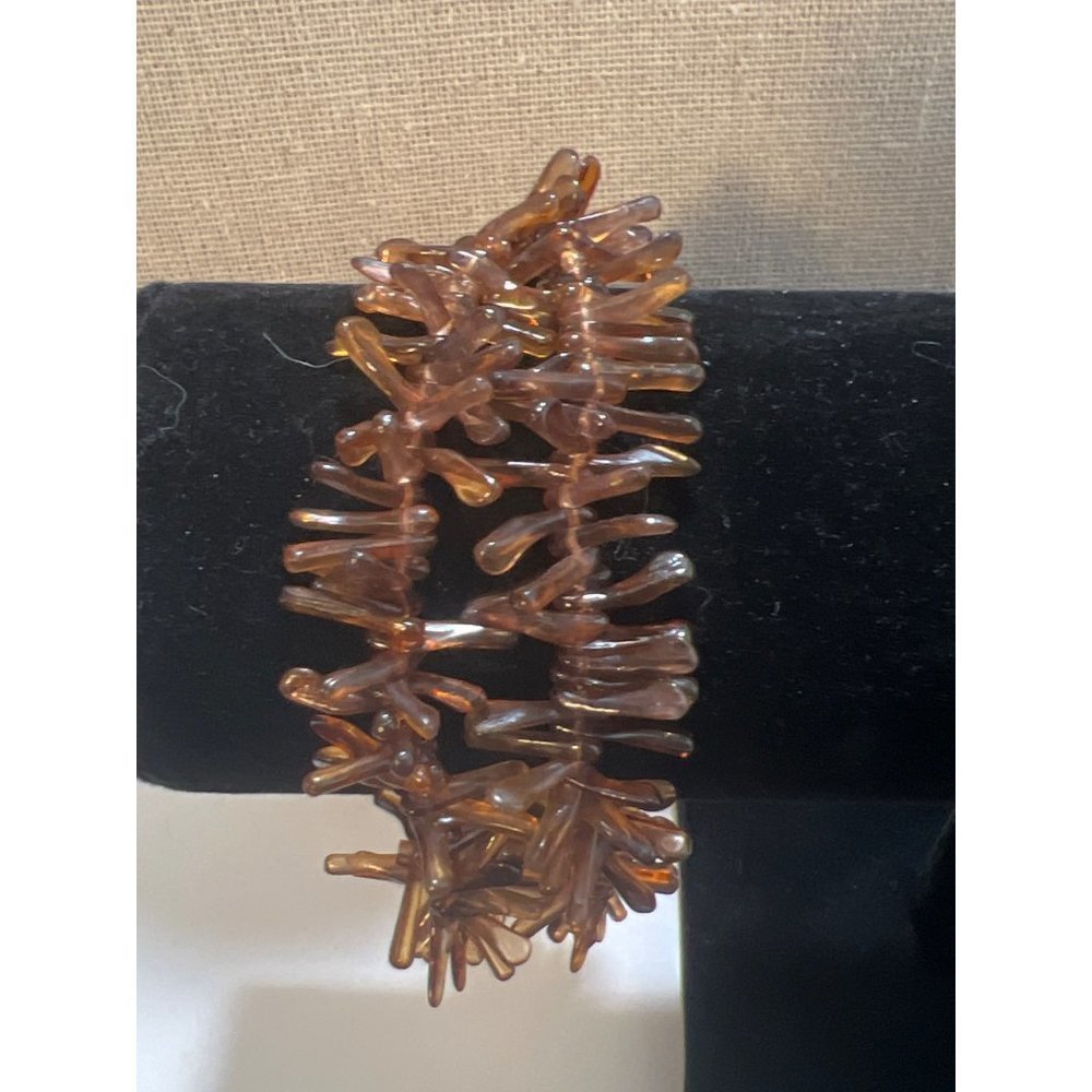 Amber Resin Double Strand Dagger Bracelet 7.25"